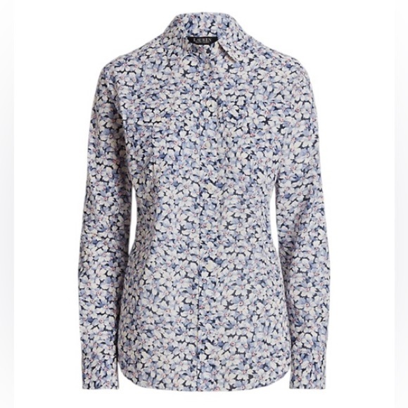 Lauren Ralph Lauren Black Label Floral Print Lightweight Blouse Size 1X - Picture 1 of 12